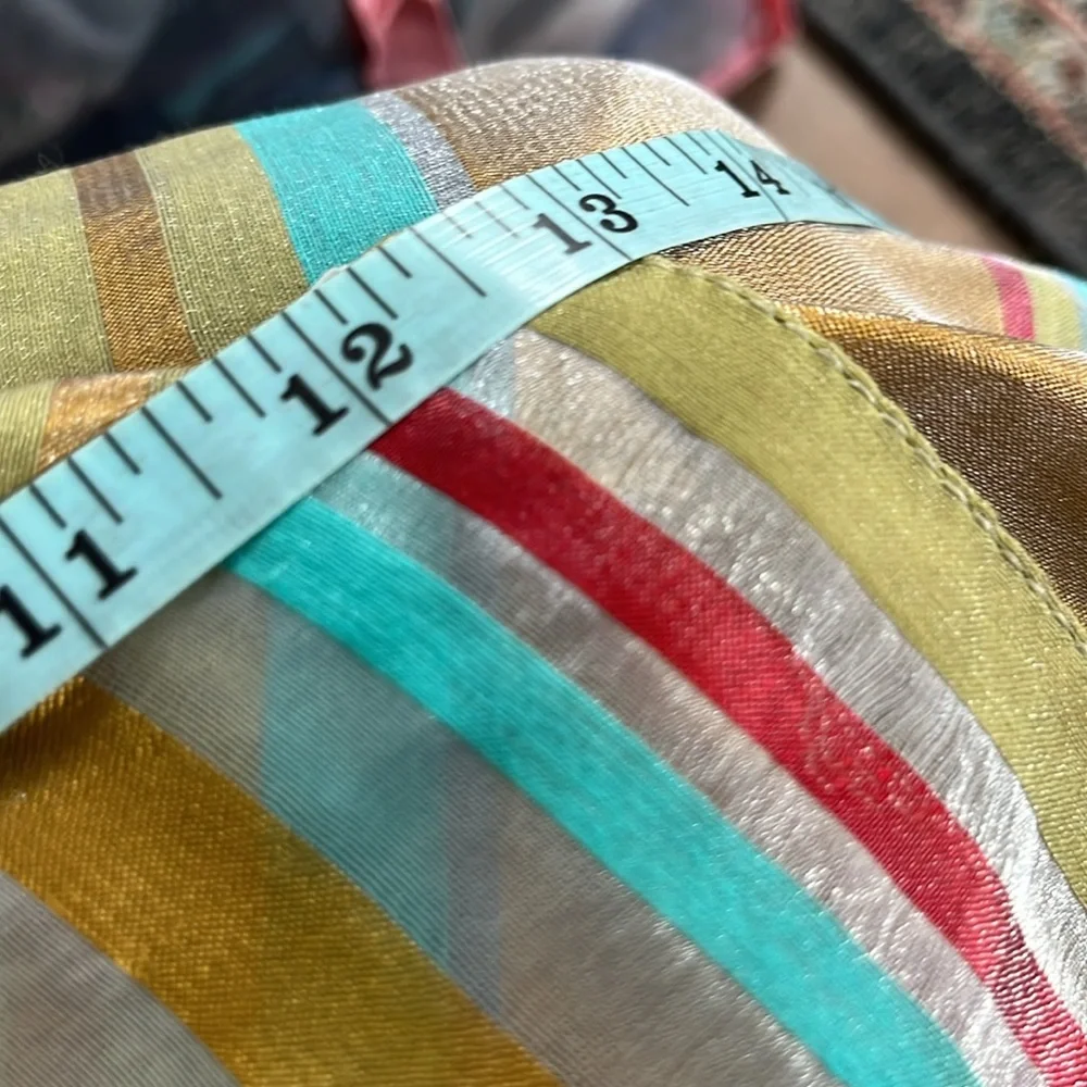 Italian Striped Metallic Holographic Oversized Cotton Blend Scarf